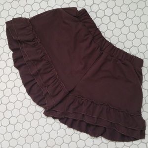 Brown Ruffle Shorts Cotton Stretchy Booty